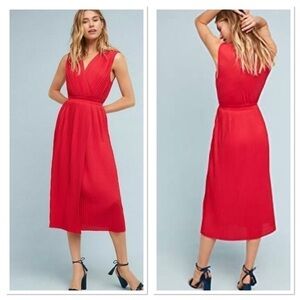 Anthropologie Tracy Reese red pleated midi dress